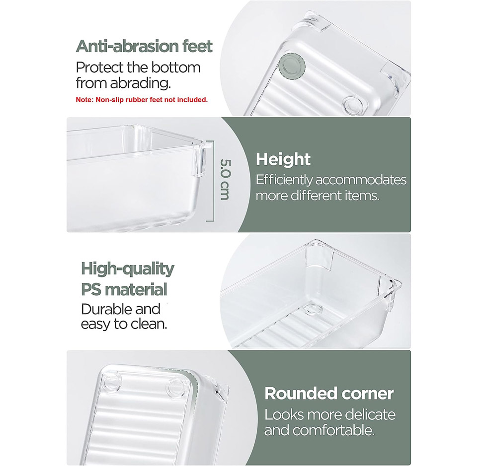 InnoGear 9 Pcs Drawer Organisers - Drawer Dividers - Clear Plastic Storage Boxes