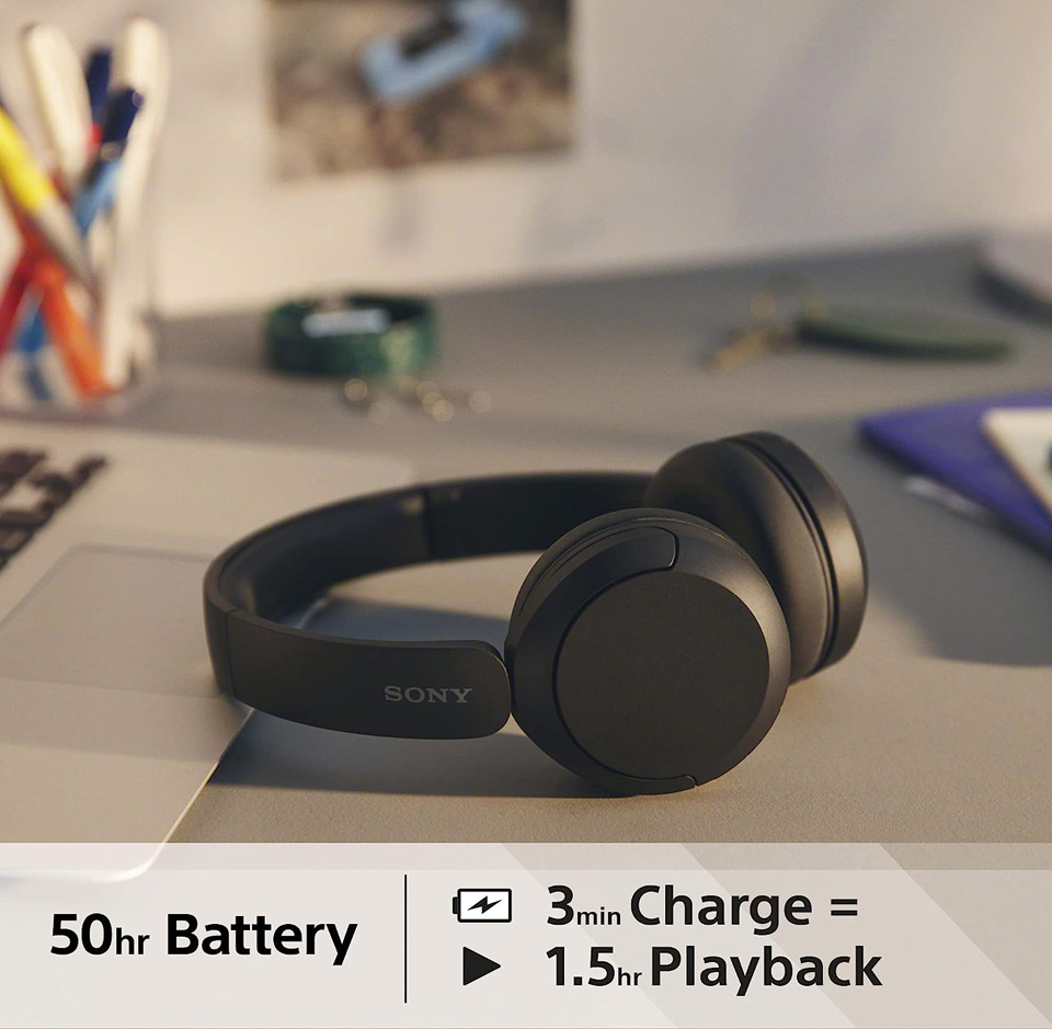 Sony WH-CH520 Wireless Bluetooth Headphones - up to 50 Hours Battery Life with Quick Charge
