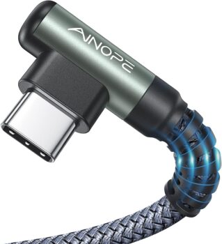 AINOPE USB-C Right Angle Nylon Braided Charger Cable (2-Pack - 2M)