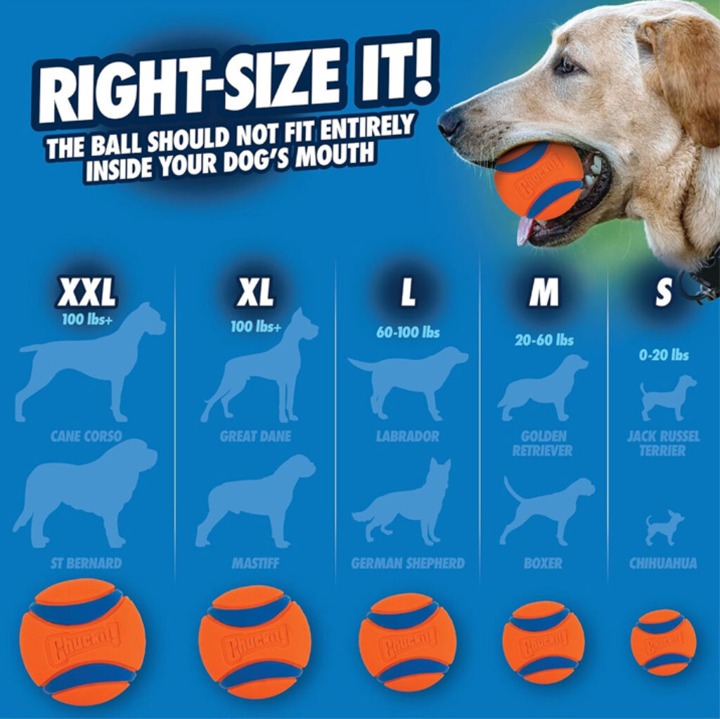 ChuckIt! Ultra Ball Dog Toy - Size Guide