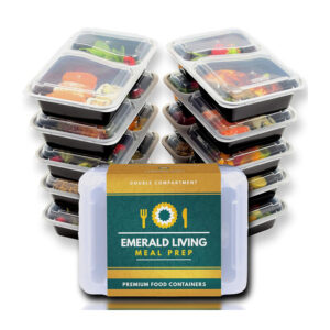Emerald Living Premium 2 Compartment Meal Prep Containers (10-Pack)