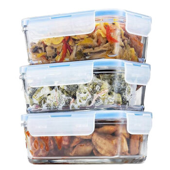 FineDine Airtight Glass Food Storage Containers with Lids - 3 Pack