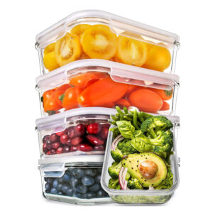 Prep Naturals Glass Food Containers with Lids (Pack of 5)