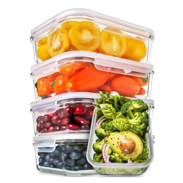 Prep Naturals Glass Food Containers with Lids (5-Pack)