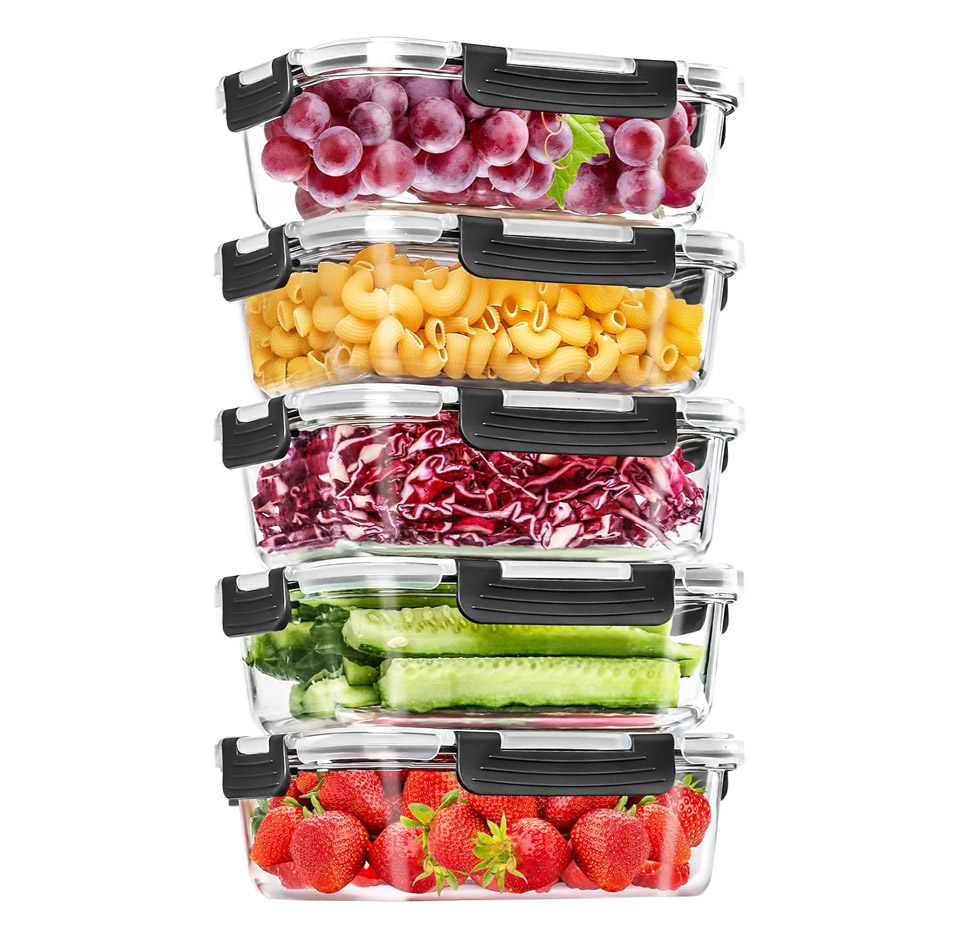 Skroam 36OZ Glass Food Storage Containers (5-Pack)