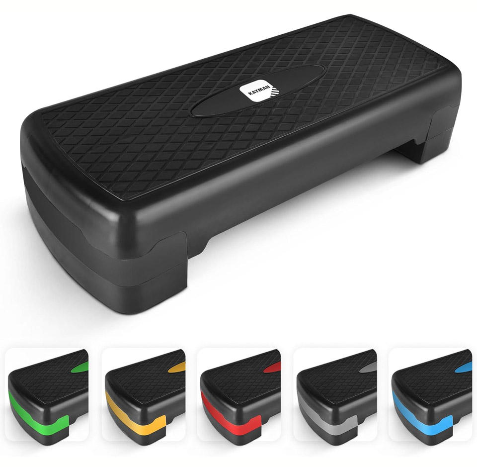 KAYMAN Exercise Step - Adjustable 2 Step Level Heights Fitness Stepper.