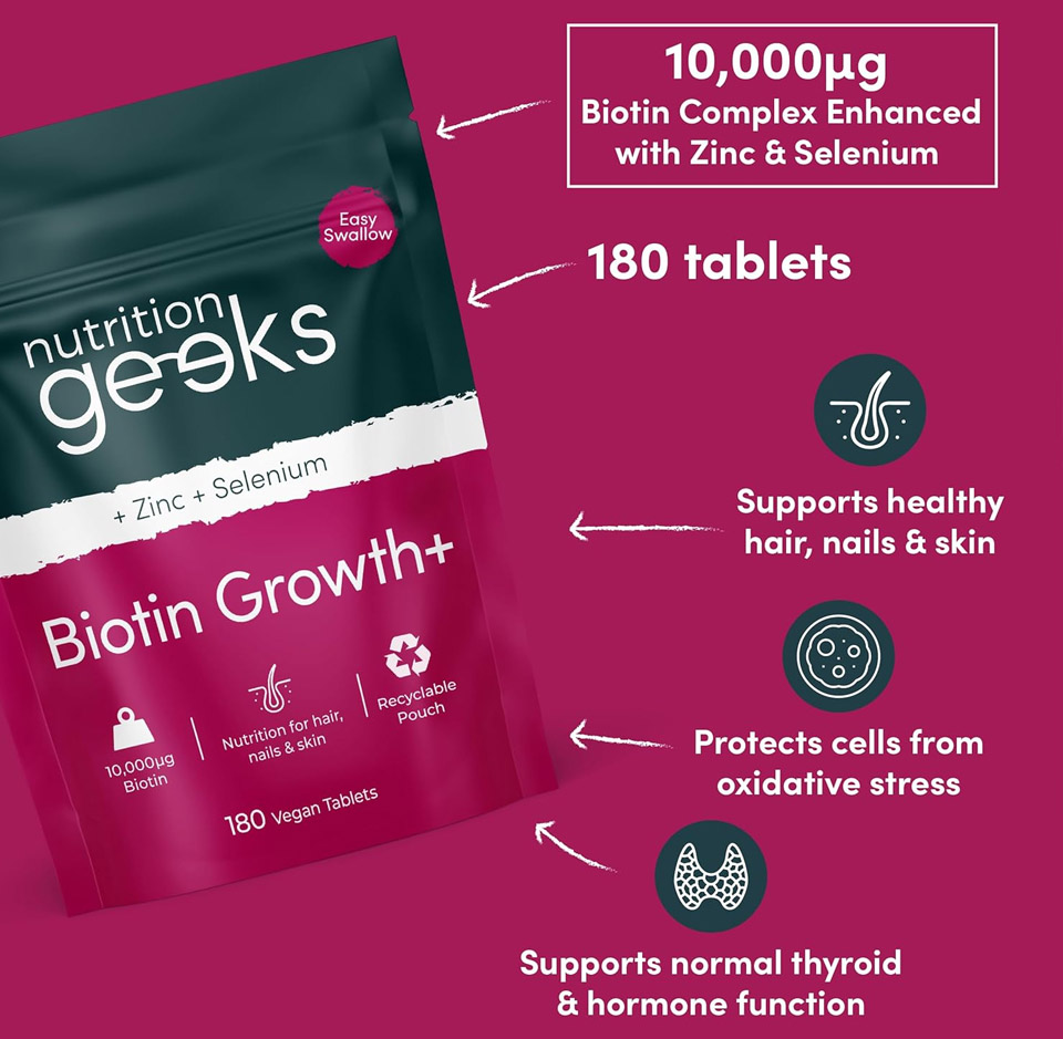Nutrition Geeks Biotin Growth+ Hair Growth Supplement