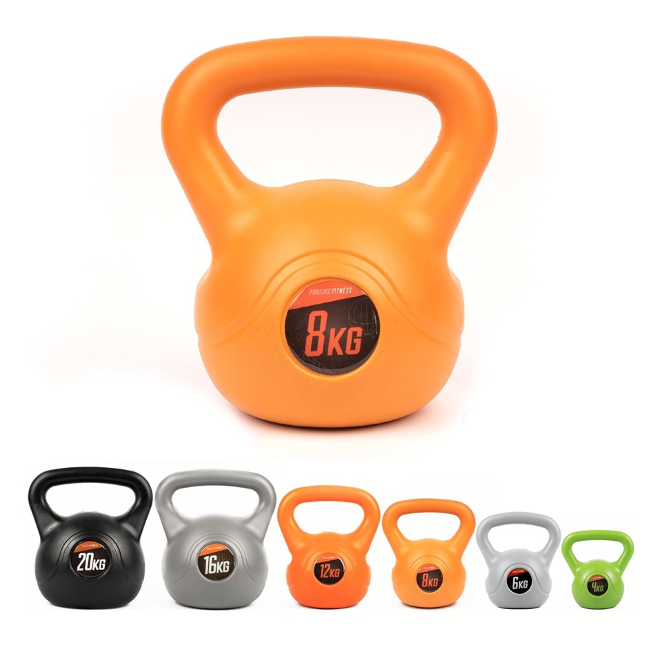Phoenix Fitness Vinyl Kettlebell Weight – 4kg, 6kg, 8kg, 12kg, 16kg or 20kg Free Weight