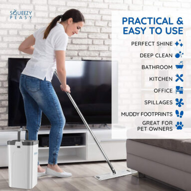 Effortless Floor Cleaning with the SqueezyPeasy Premium Flat Mop and Bucket Set